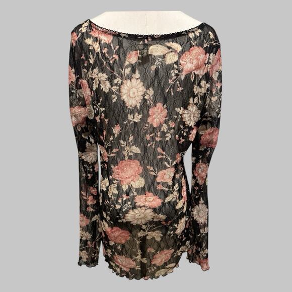 Denim & Supply Ralph Lauren Whimsigoth Fairy Floral Sheer Black Lace Top Size XL - Picture 2 of 8